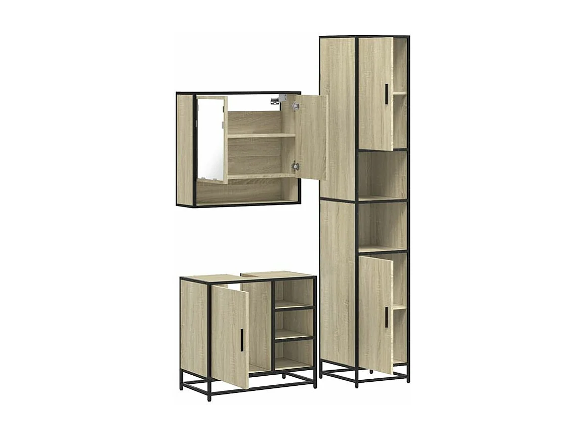 Ensemble de meubles de salle de bain 3 pcs chêne sonoma