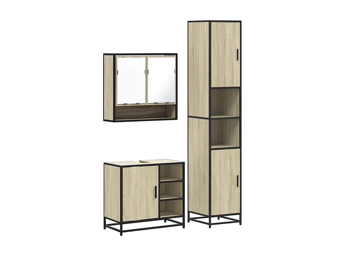 Ensemble de meubles de salle de bain 3 pcs chêne sonoma