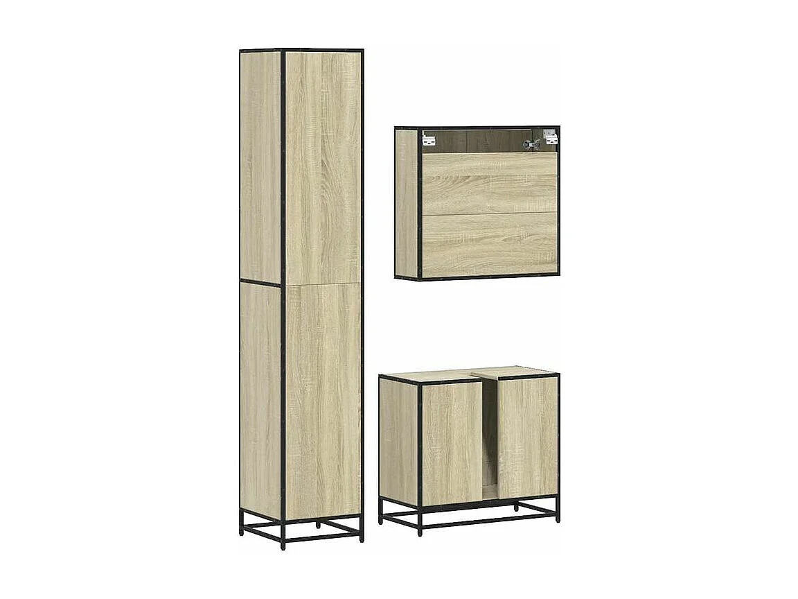 Ensemble de meubles de salle de bain 3 pcs chêne sonoma