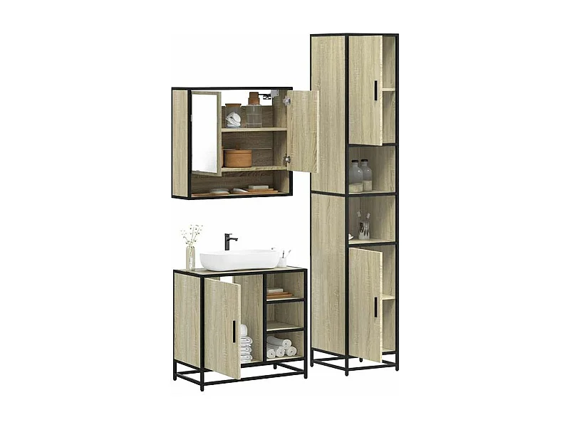 Ensemble de meubles de salle de bain 3 pcs chêne sonoma