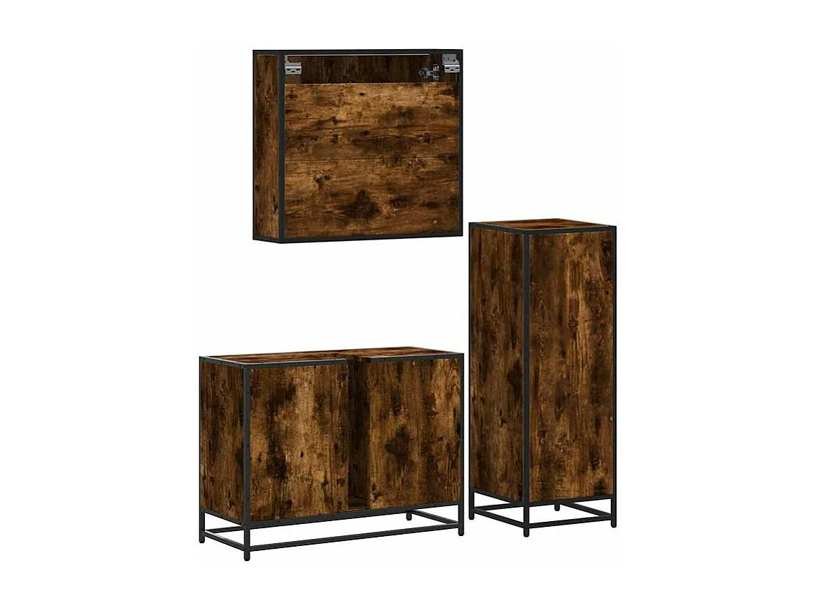 Ensemble de meubles de salle de bain 3 pcs Chêne fumé