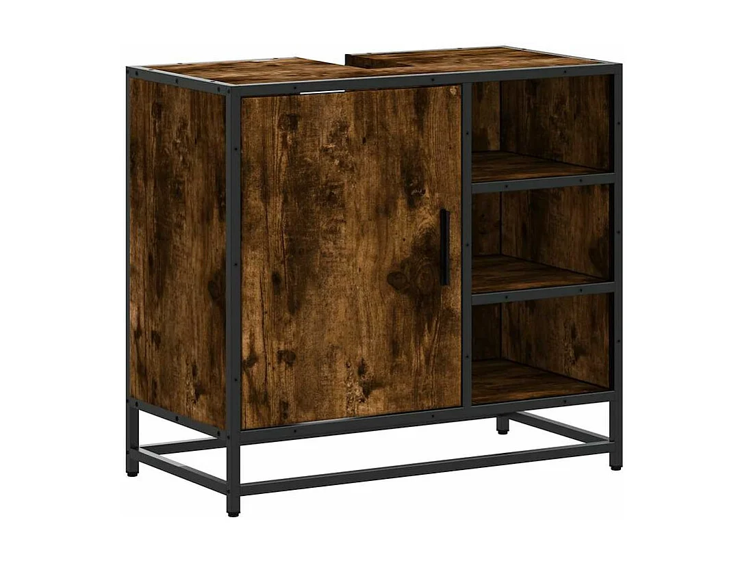 Armoire de lavabo de salle de bain chêne fumé 65x33x60