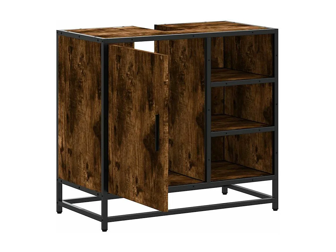 Armoire de lavabo de salle de bain chêne fumé 65x33x60