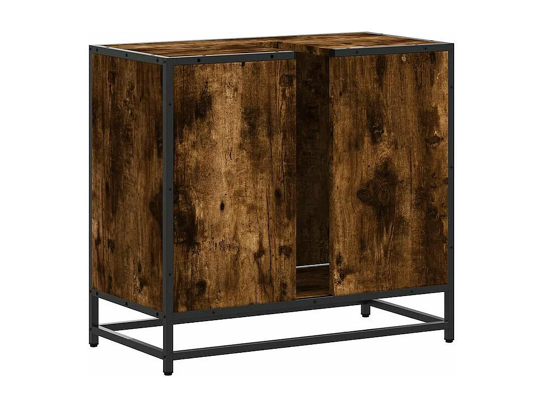 Armoire de lavabo de salle de bain chêne fumé 65x33x60