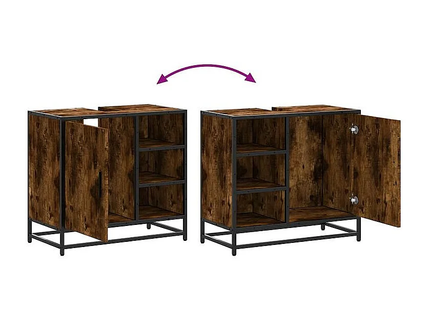 Armoire de lavabo de salle de bain chêne fumé 65x33x60