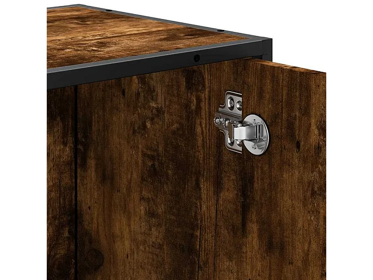 Armoire de lavabo de salle de bain chêne fumé 65x33x60