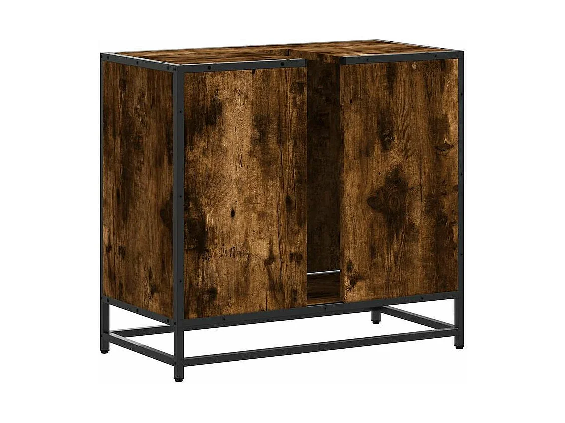 Armoire de lavabo de salle de bain chêne fumé 65x33x60