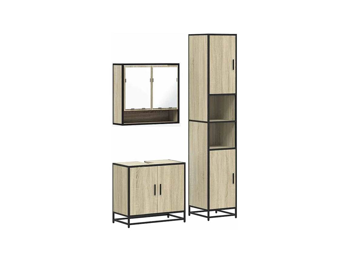 Ensemble de meubles de salle de bain 3 pcs chêne sonoma
