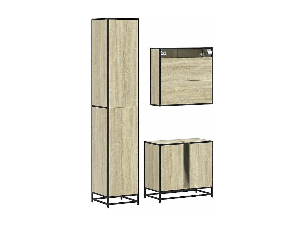 Ensemble de meubles de salle de bain 3 pcs chêne sonoma