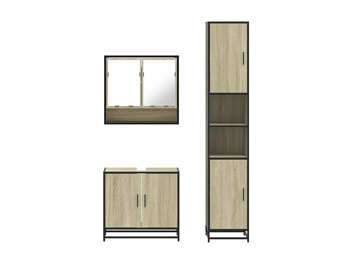 Ensemble de meubles de salle de bain 3 pcs chêne sonoma