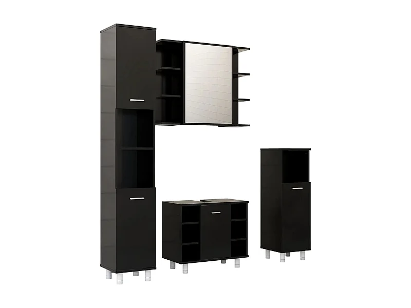 Ensemble de meubles de salle de bain 4 pcs Noir 2