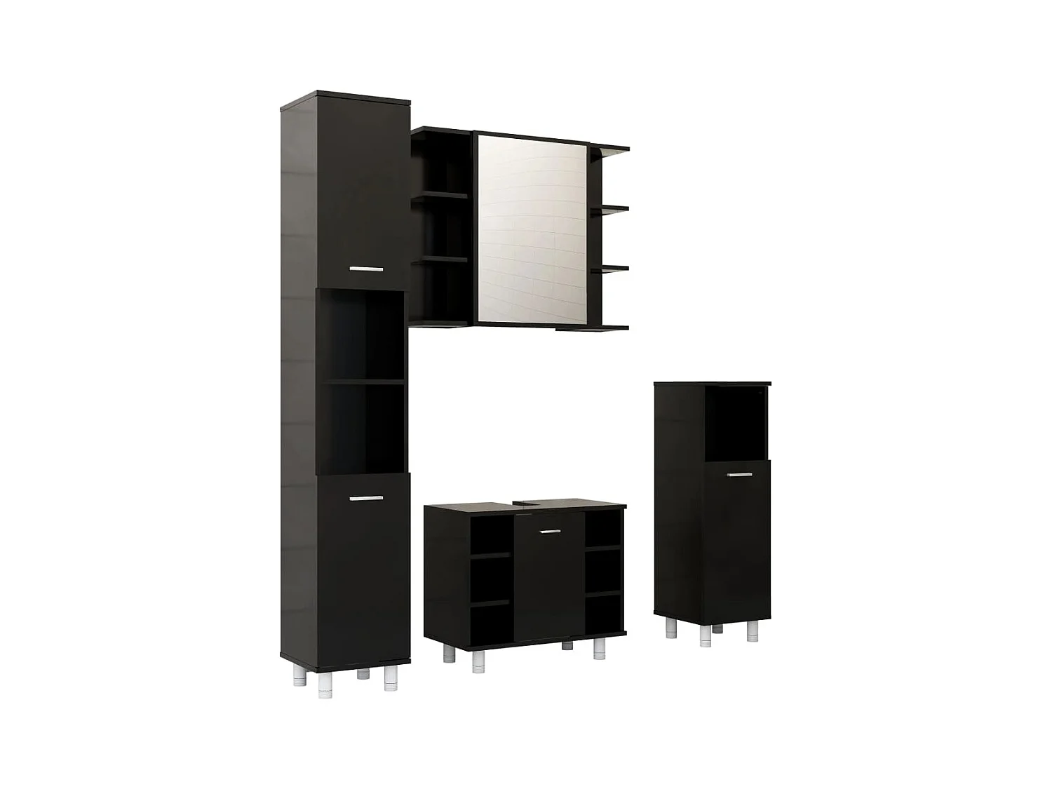 Ensemble de meubles de salle de bain 4 pcs Noir 2