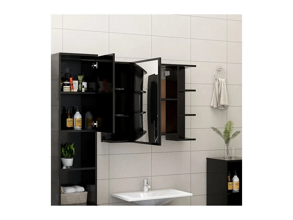 Ensemble de meubles de salle de bain 4 pcs Noir 2