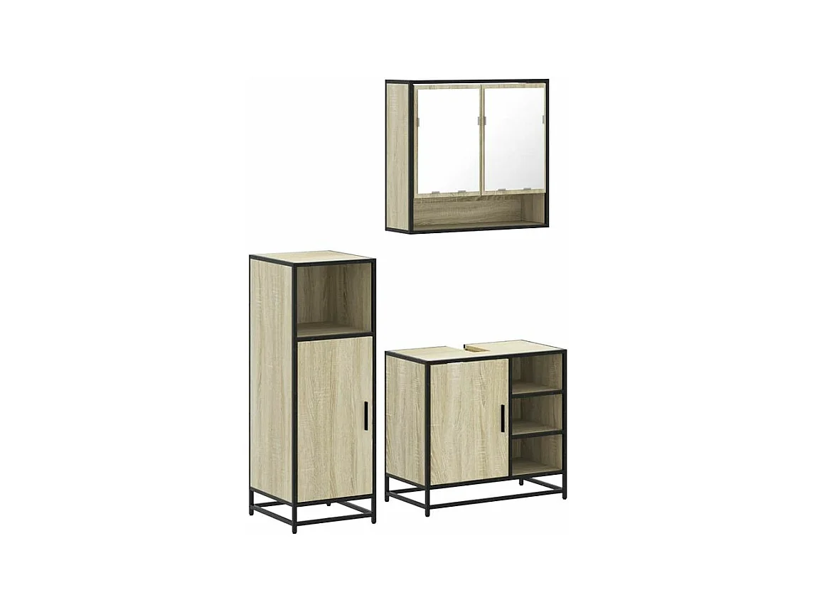 Ensemble de meubles de salle de bain 3 pcs chêne sonoma