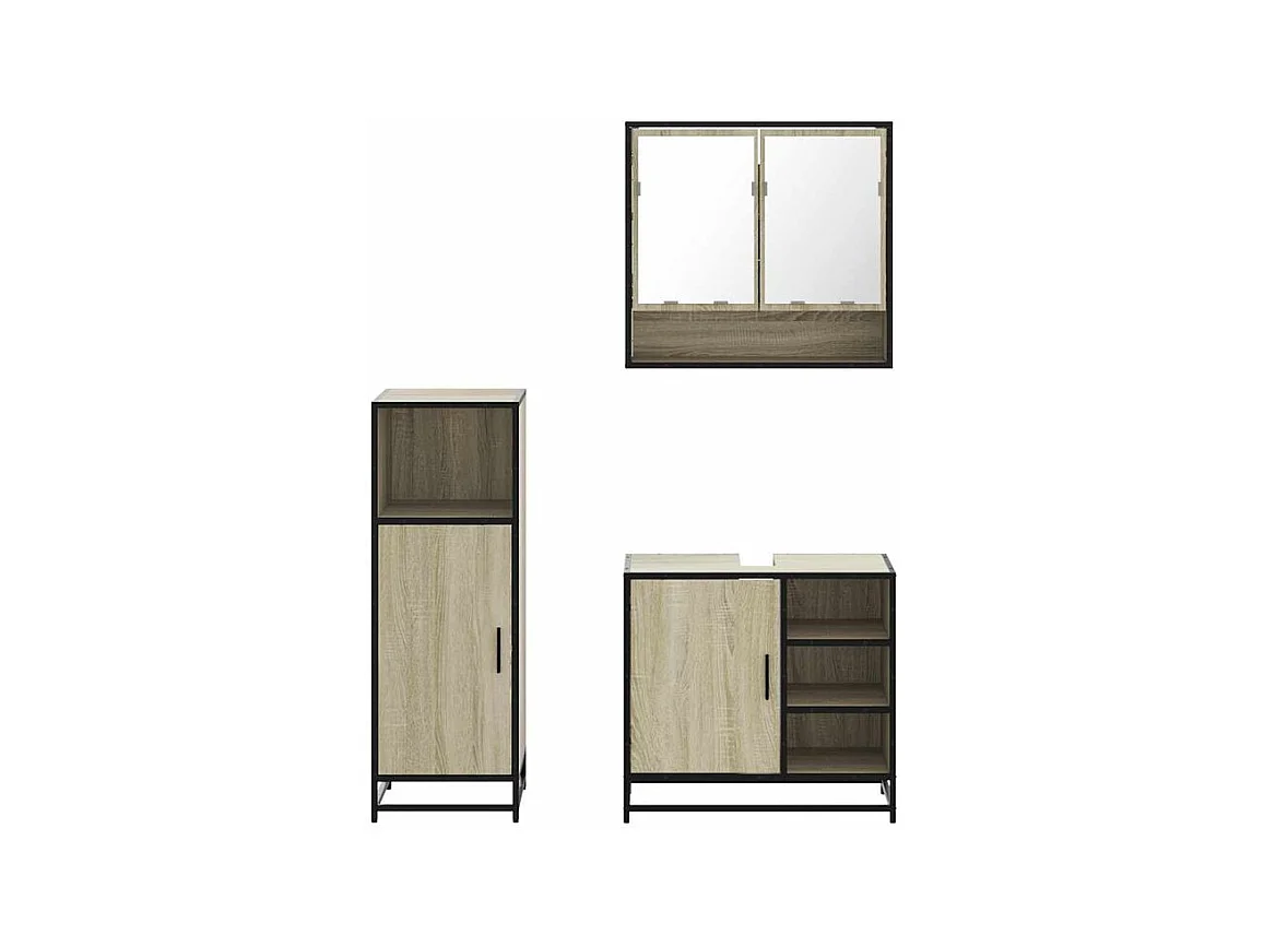 Ensemble de meubles de salle de bain 3 pcs chêne sonoma