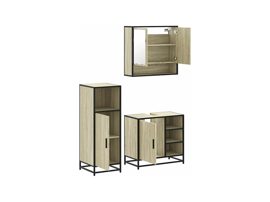 Ensemble de meubles de salle de bain 3 pcs chêne sonoma