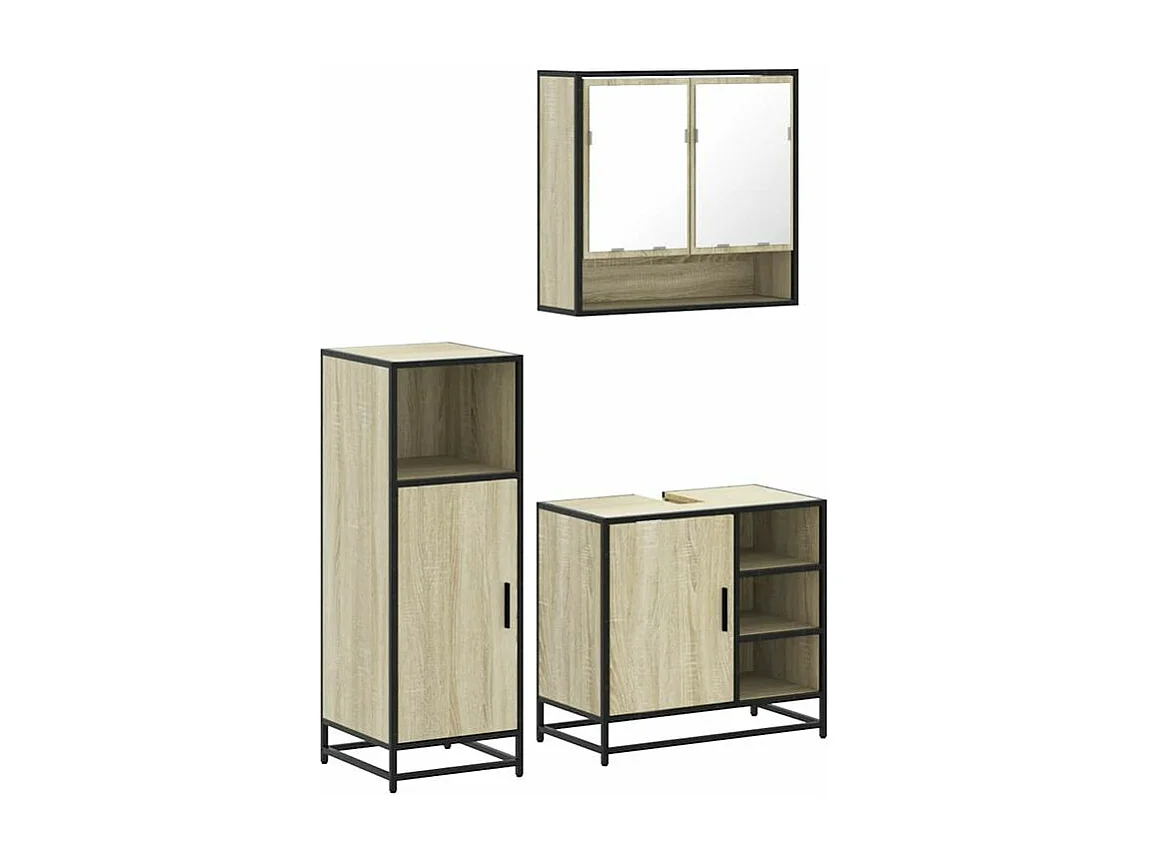 Ensemble de meubles de salle de bain 3 pcs chêne sonoma