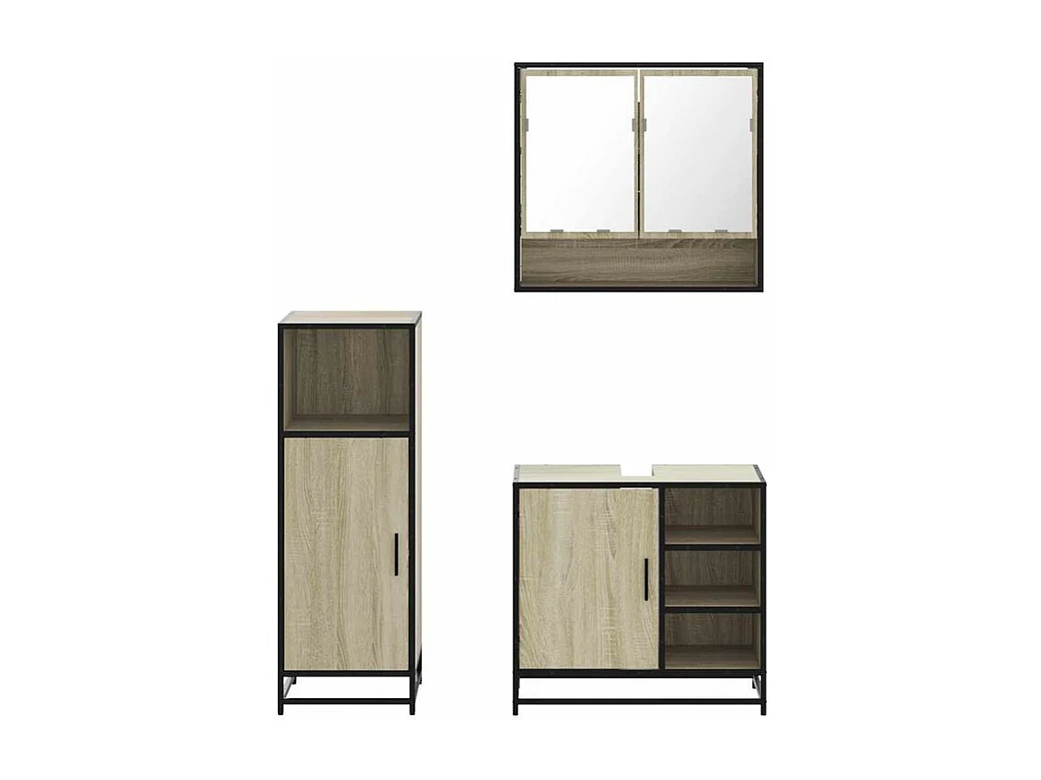 Ensemble de meubles de salle de bain 3 pcs chêne sonoma