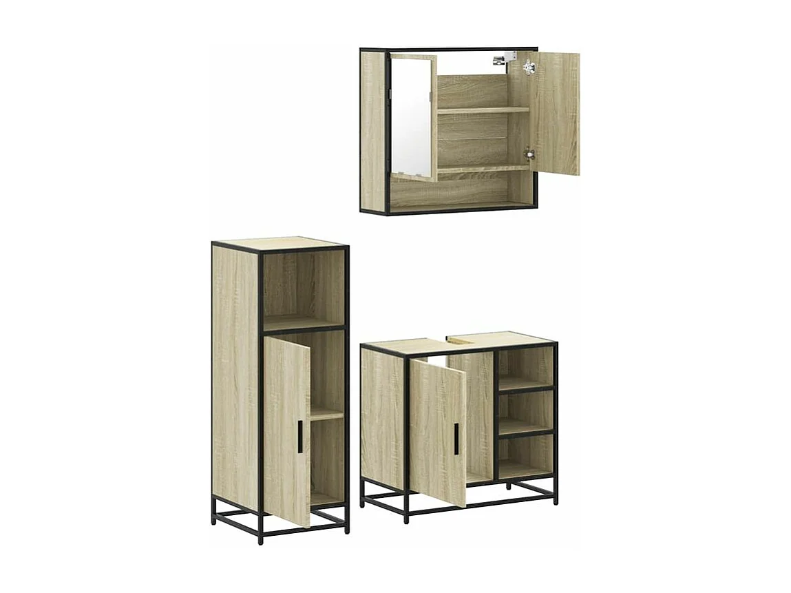 Ensemble de meubles de salle de bain 3 pcs chêne sonoma