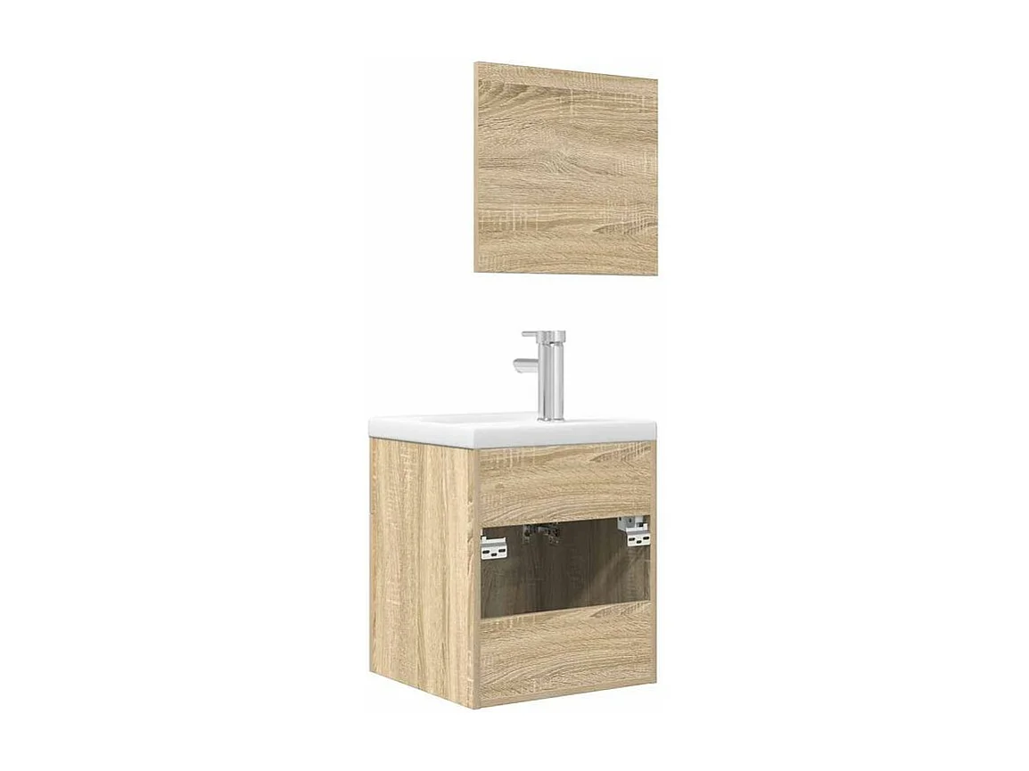 Ensemble de meubles de salle de bain 3 pcs chêne sonoma