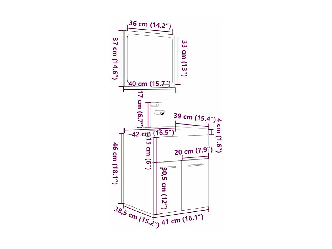 Ensemble de meubles de salle de bain 3 pcs chêne sonoma