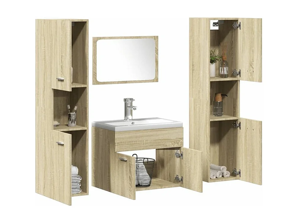Ensemble de meubles de salle de bain 5 pcs chêne sonoma