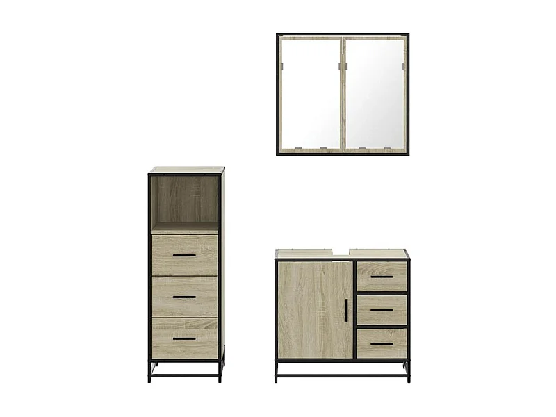 Ensemble de meubles de salle de bain 3 pcs chêne sonoma