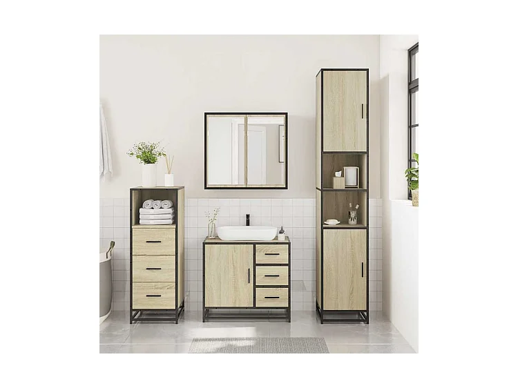 Ensemble de meubles de salle de bain 3 pcs chêne sonoma
