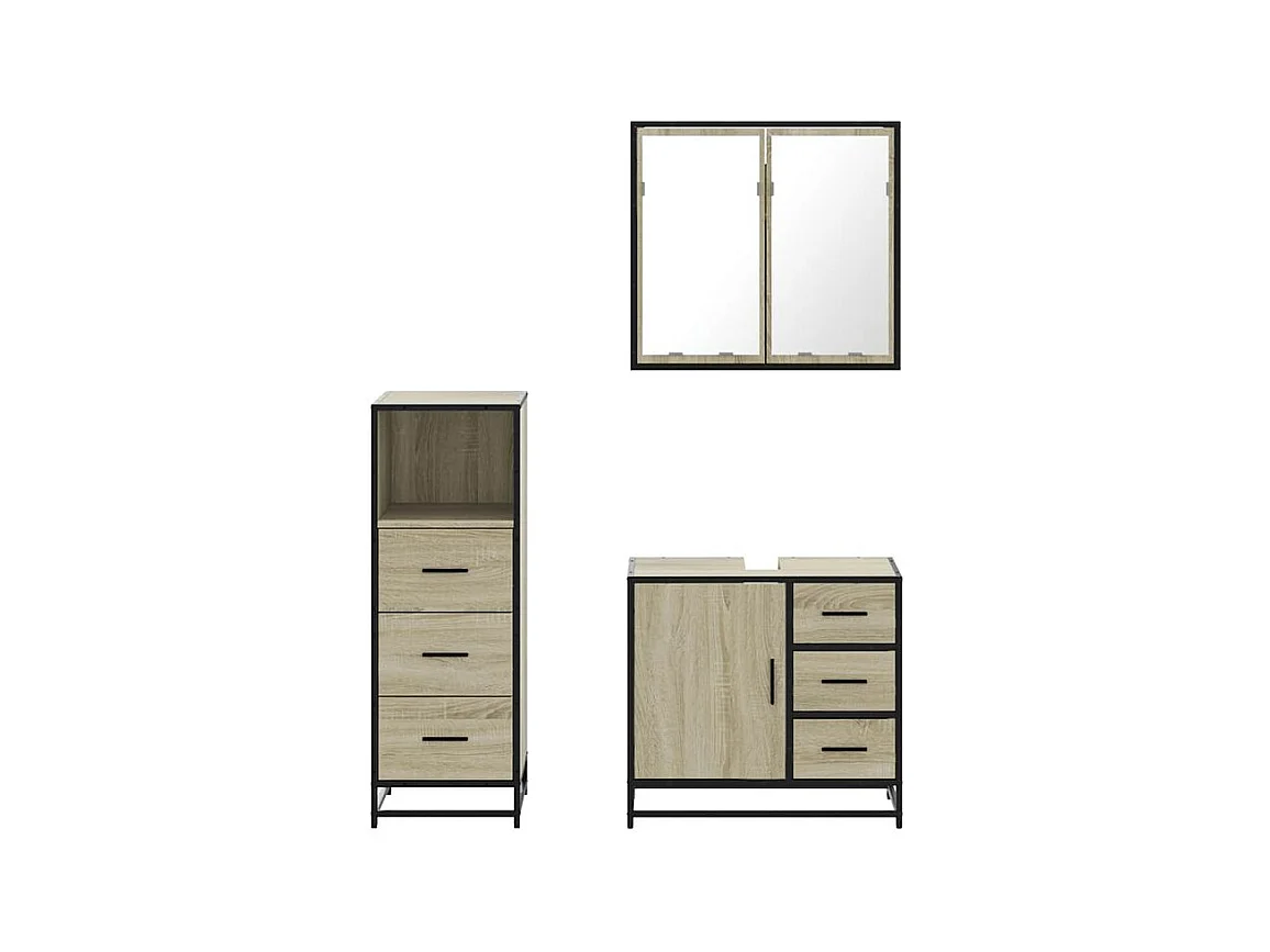 Ensemble de meubles de salle de bain 3 pcs chêne sonoma