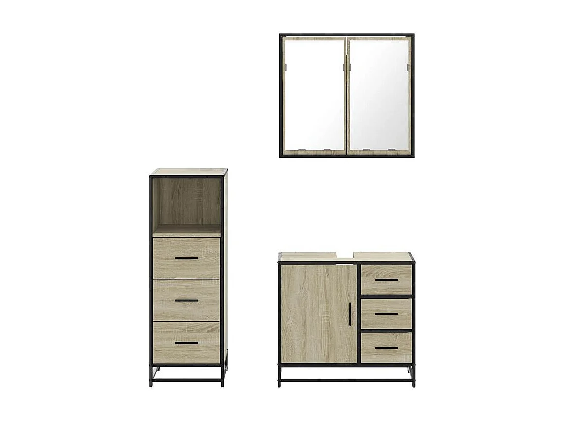 Ensemble de meubles de salle de bain 3 pcs chêne sonoma