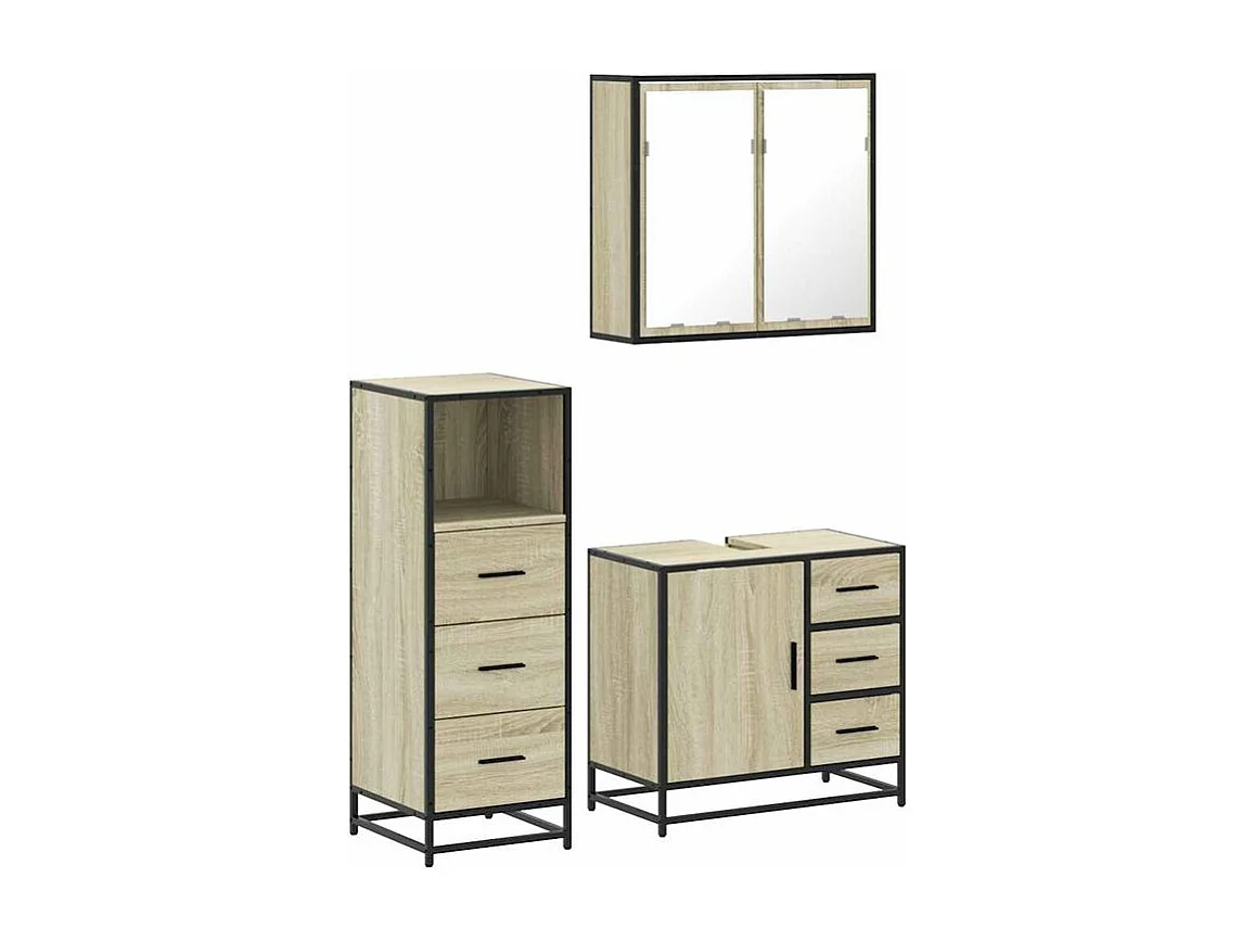 Ensemble de meubles de salle de bain 3 pcs chêne sonoma