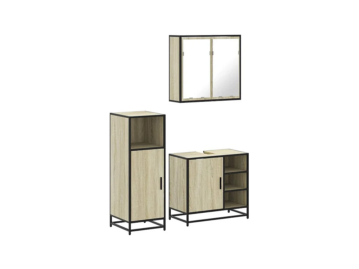 Ensemble de meubles de salle de bain 3 pcs chêne sonoma