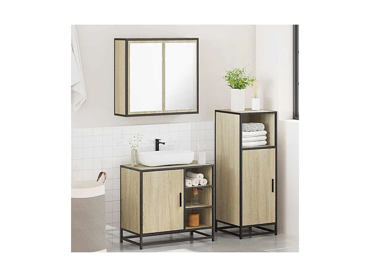 Ensemble de meubles de salle de bain 3 pcs chêne sonoma