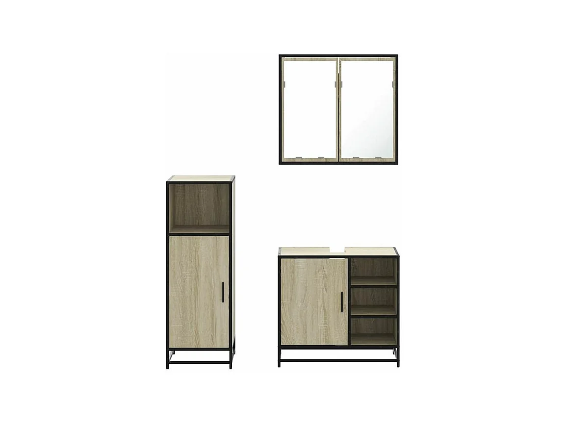 Ensemble de meubles de salle de bain 3 pcs chêne sonoma