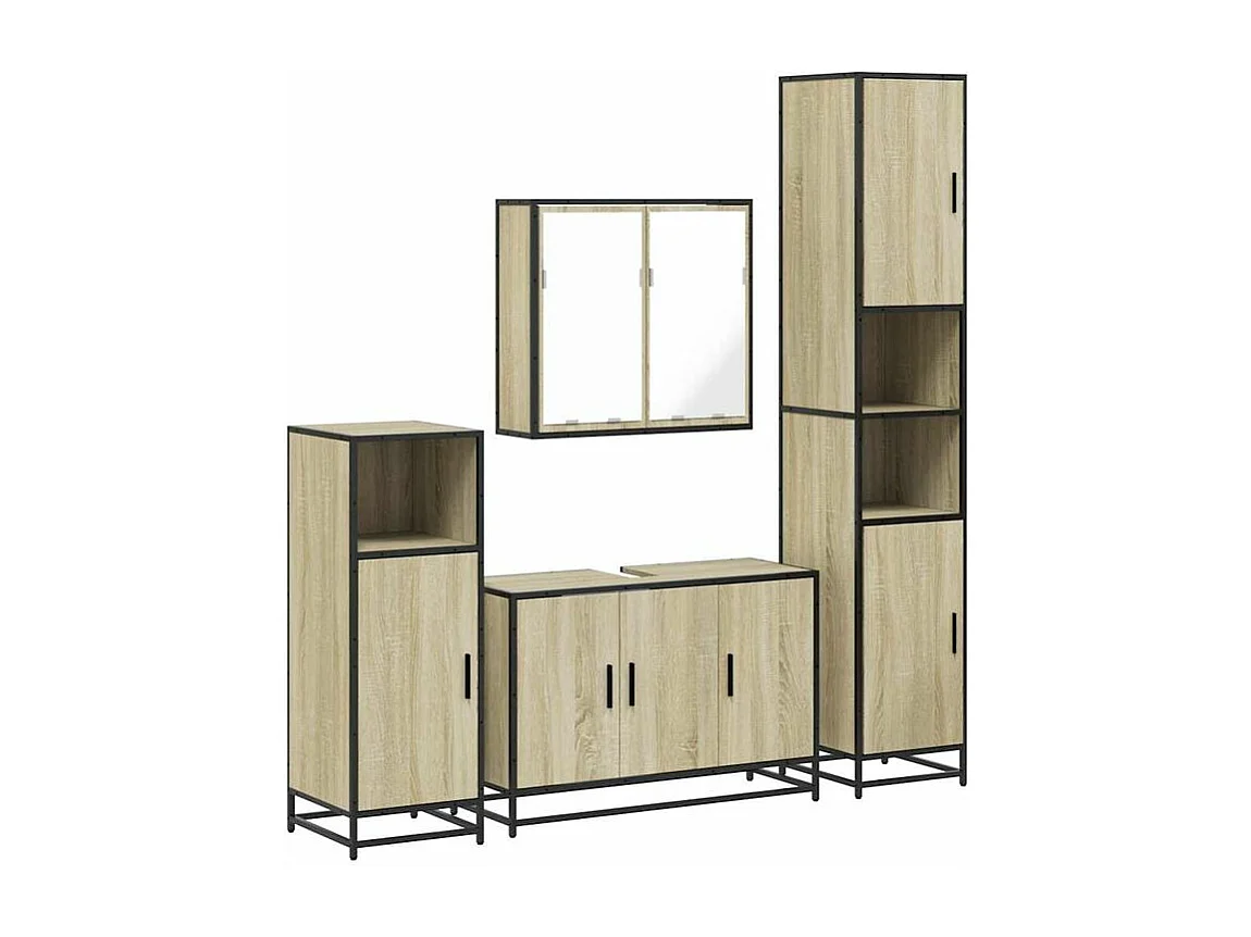Ensemble de meubles de salle de bain 4 pcs chêne sonoma