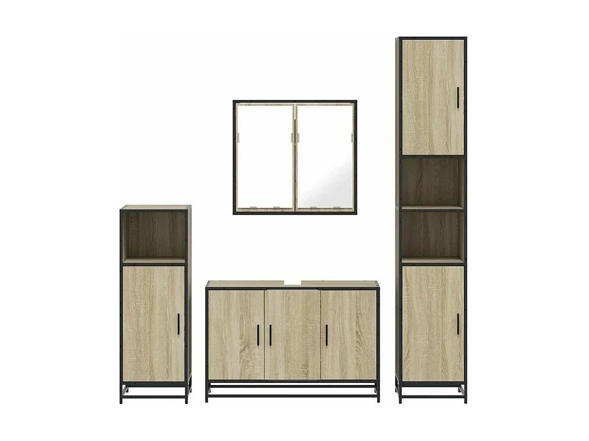 Ensemble de meubles de salle de bain 4 pcs chêne sonoma