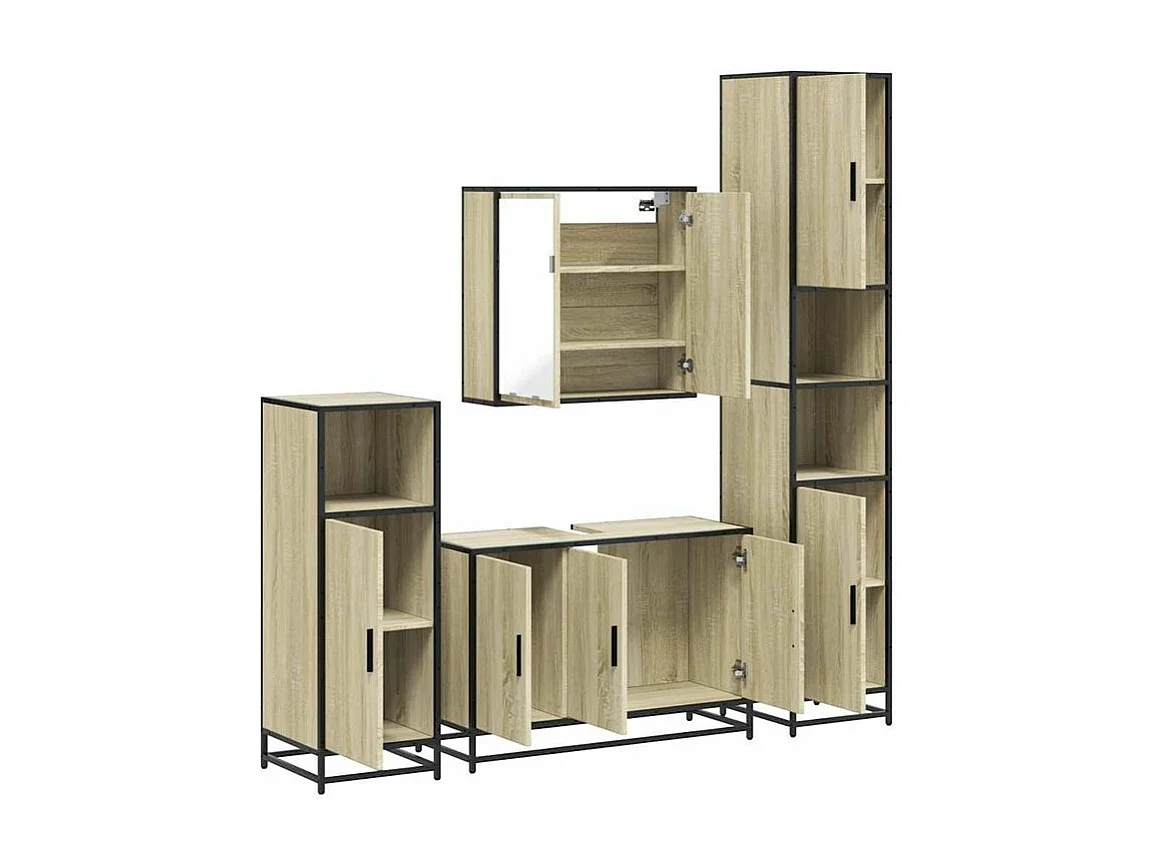 Ensemble de meubles de salle de bain 4 pcs chêne sonoma