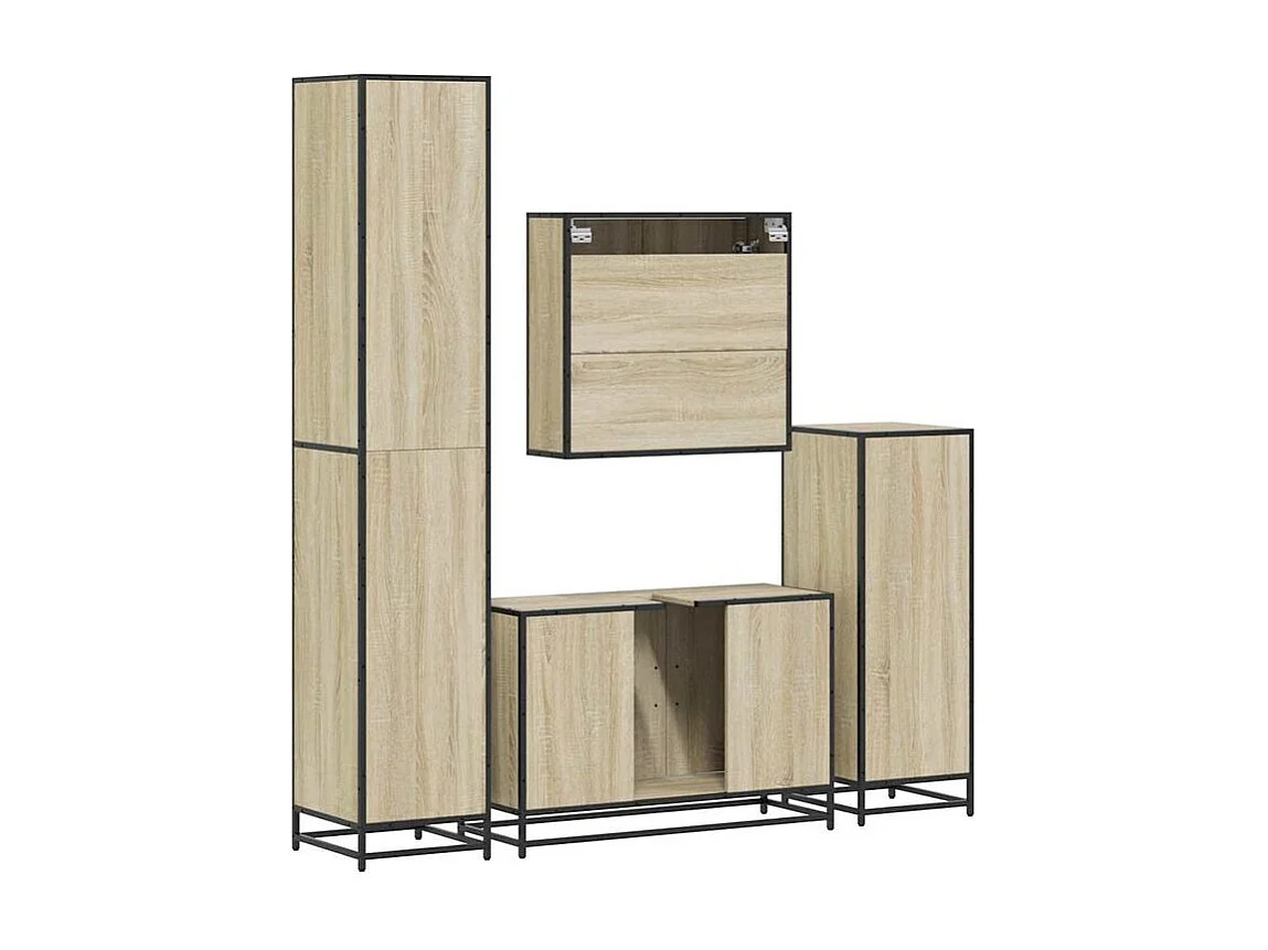 Ensemble de meubles de salle de bain 4 pcs chêne sonoma