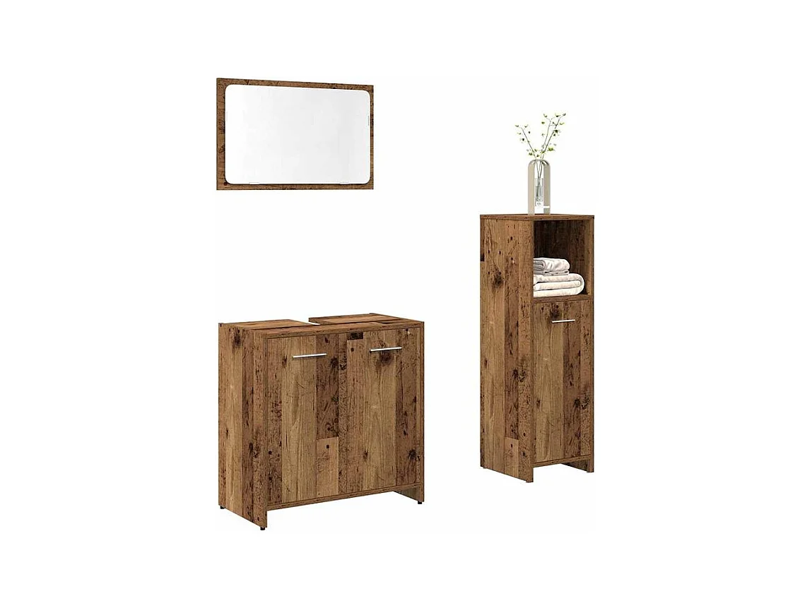 Ensemble de meubles salle de bain 3 pcs bois d'ingénierie