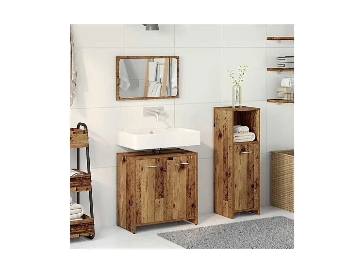Ensemble de meubles salle de bain 3 pcs bois d'ingénierie