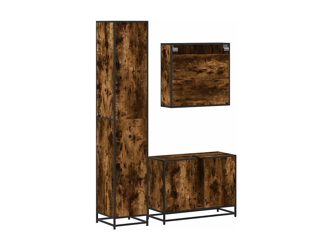 Ensemble de meubles de salle de bain 3 pcs Chêne fumé