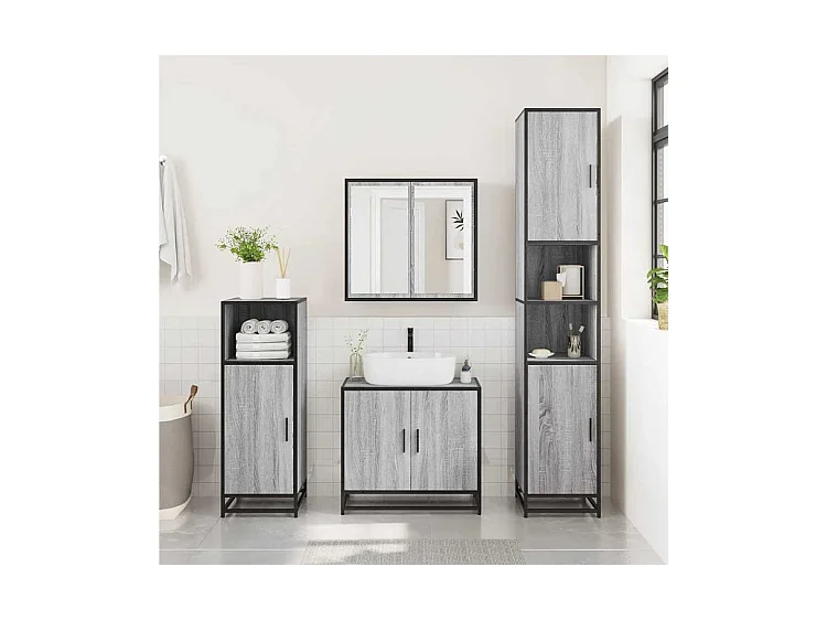Armoire de salle de bain sonoma gris 35x37,5x100