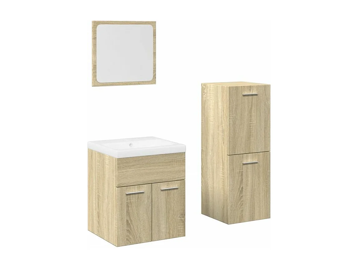 Ensemble de meubles de salle de bain 4 pcs chêne sonoma