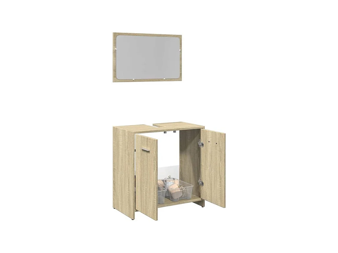 Ensemble de meubles de salle de bain 2 pcs chêne sonoma