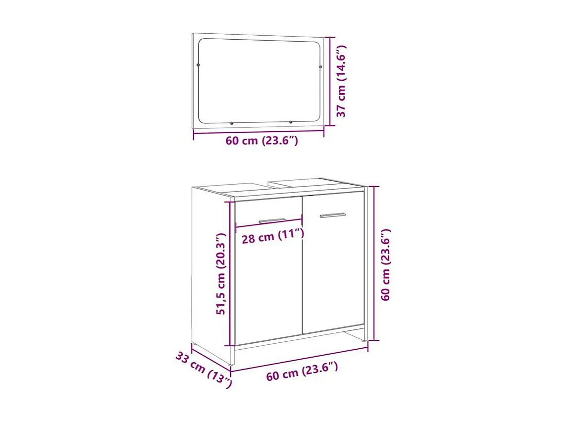 Ensemble de meubles de salle de bain 2 pcs chêne sonoma
