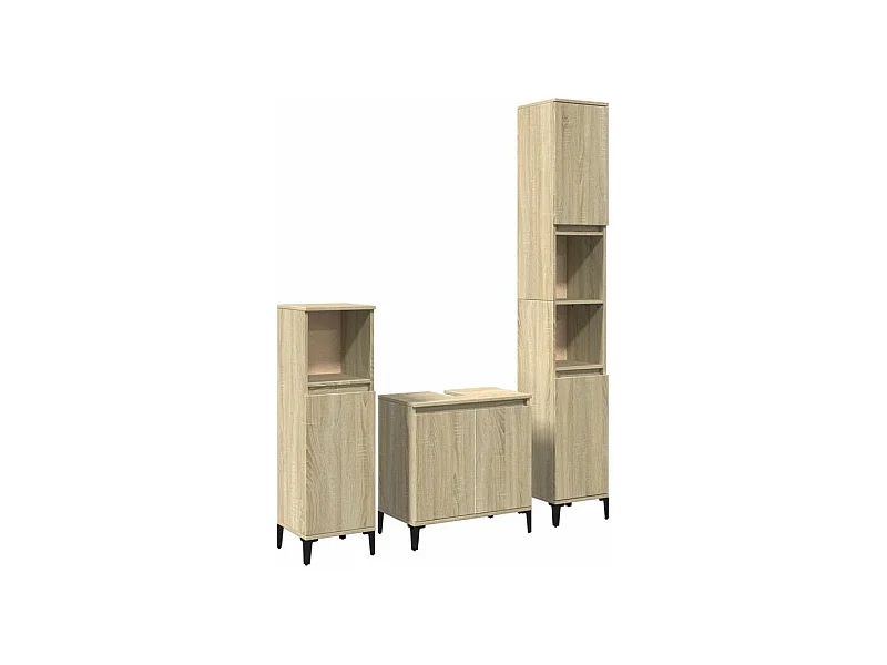 Ensemble de meubles de salle de bain 3 pcs chêne sonoma