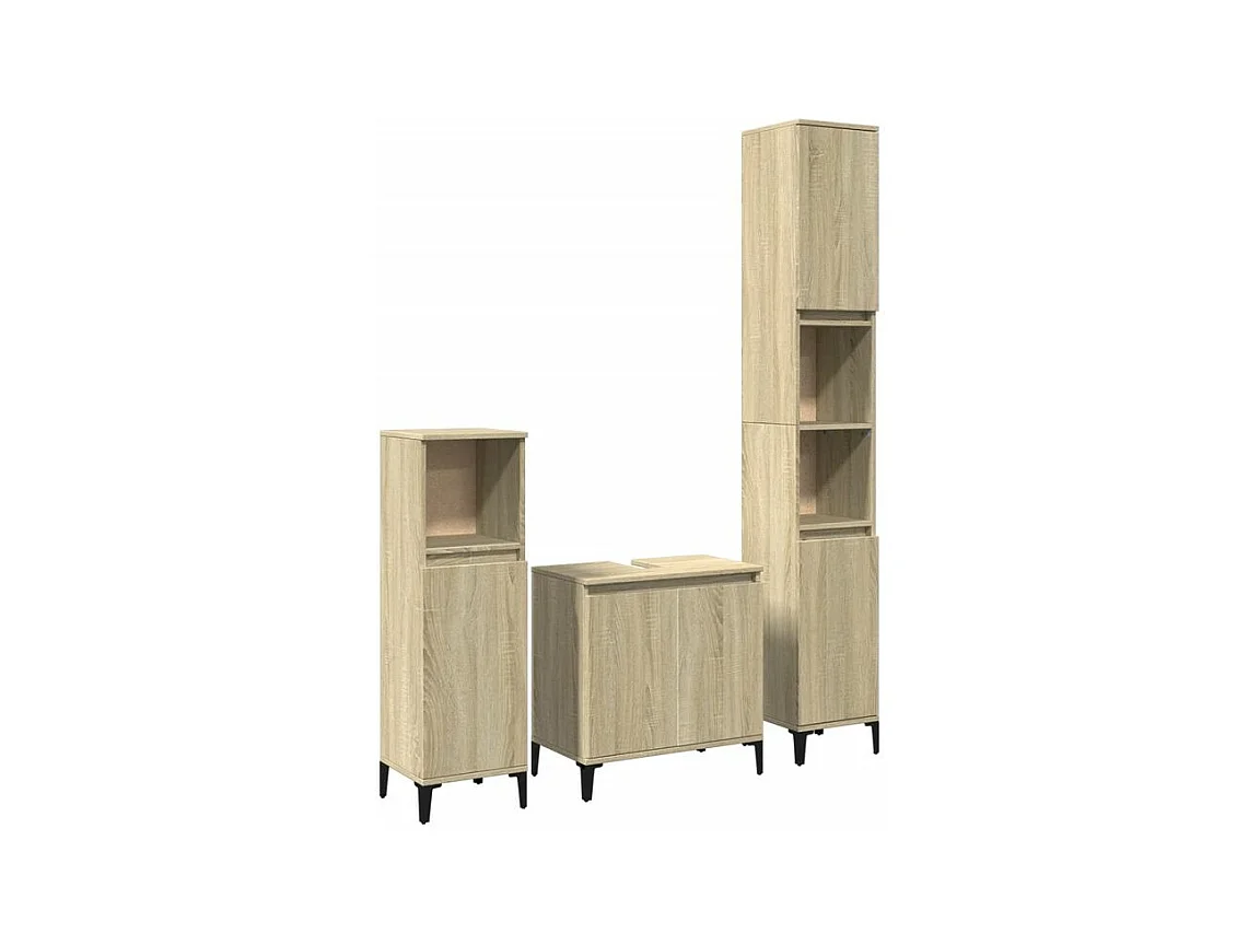 Ensemble de meubles de salle de bain 3 pcs chêne sonoma