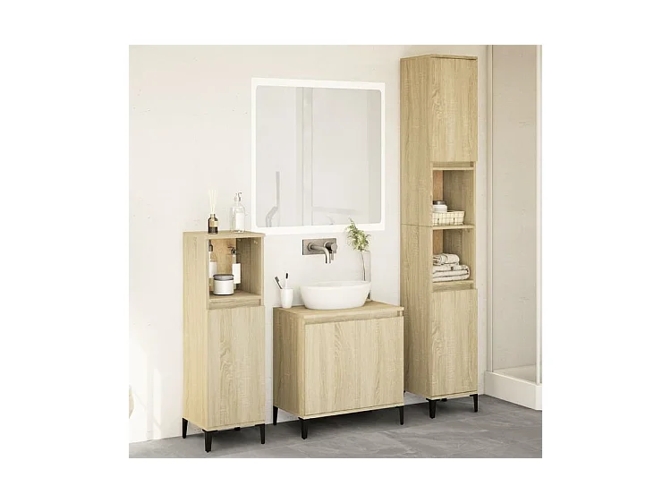 Ensemble de meubles de salle de bain 3 pcs chêne sonoma