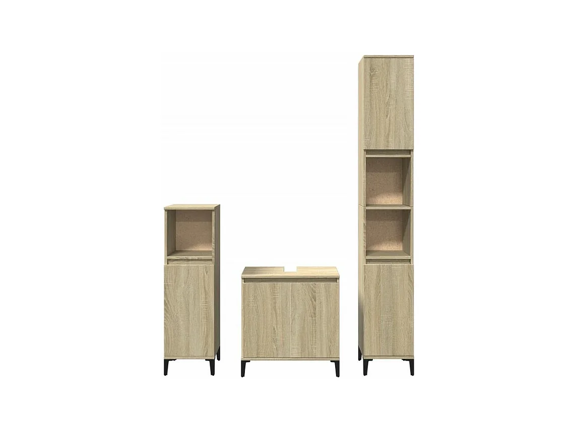 Ensemble de meubles de salle de bain 3 pcs chêne sonoma