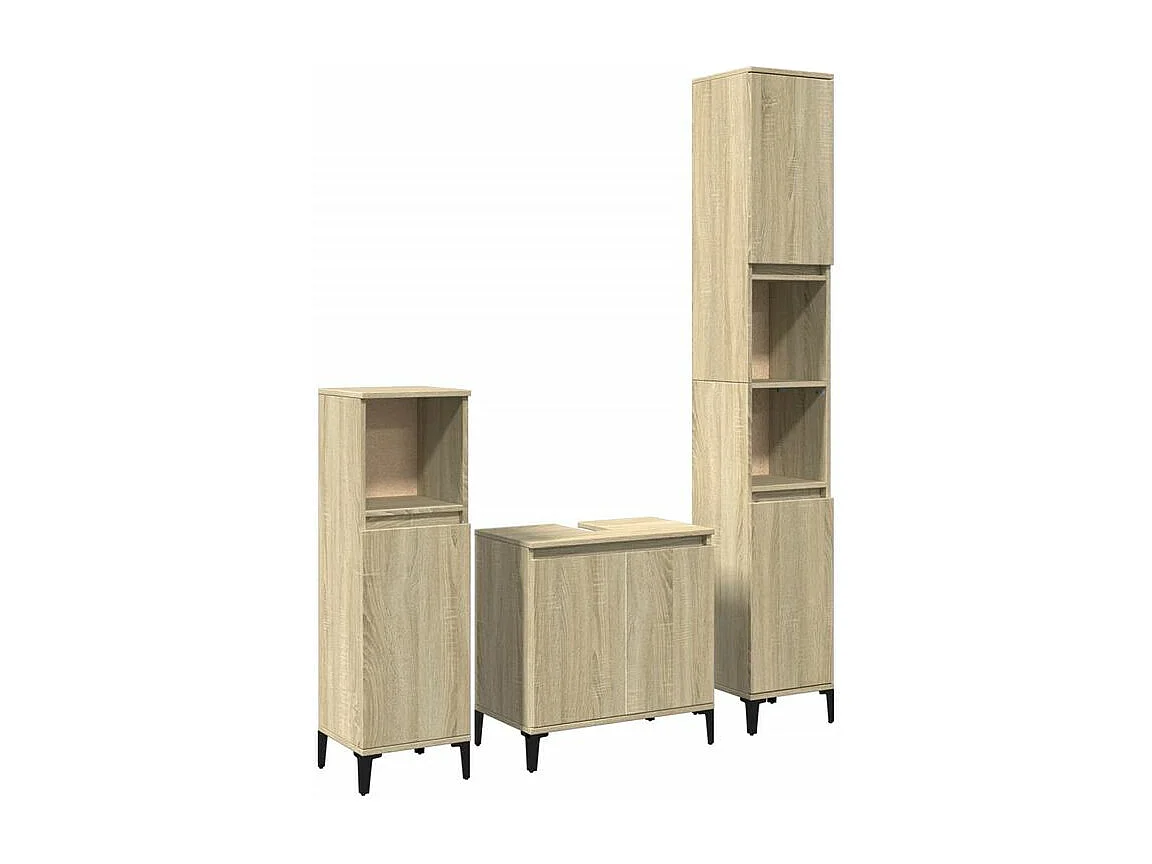 Ensemble de meubles de salle de bain 3 pcs chêne sonoma